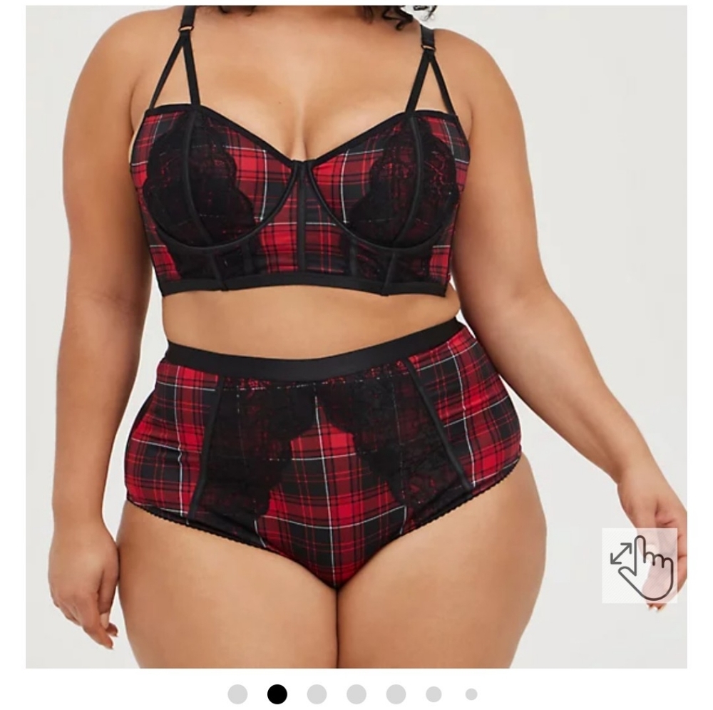 Torrid UNLINED LONGLINE STRAPPY BRALETTE 40DDD Plaid Plus Size 2 (18-20) BNWT